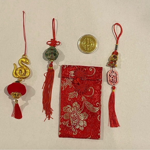 Feng Shui Lunar New Year Charm Bundle – Snake, Rabbit, Coin, Jade, Pouch - Picture 2 of 12